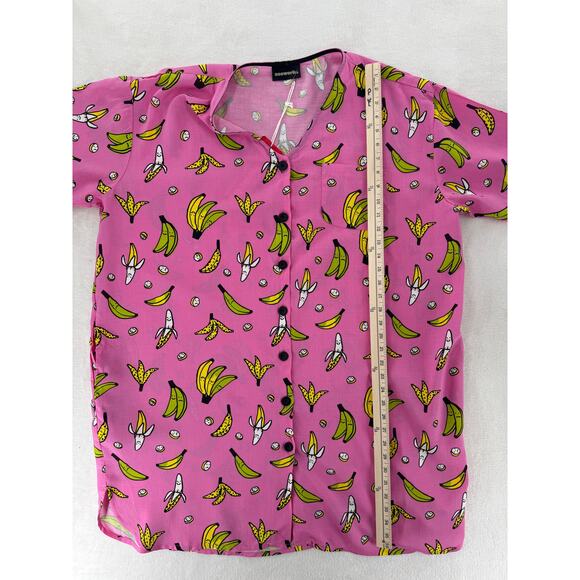 Nooworks Boobie Banana Pink Shirt Dress Shortsleeve Button up 3XL Plus size NWT - Picture 11 of 11